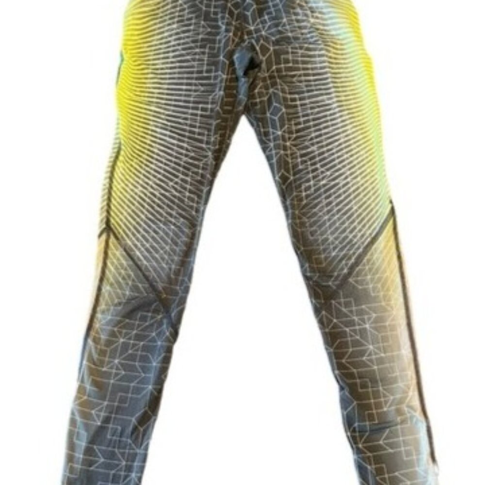 Nike Pro XS‎ Printed Compression Leggings Black/Yellow Geometric Design